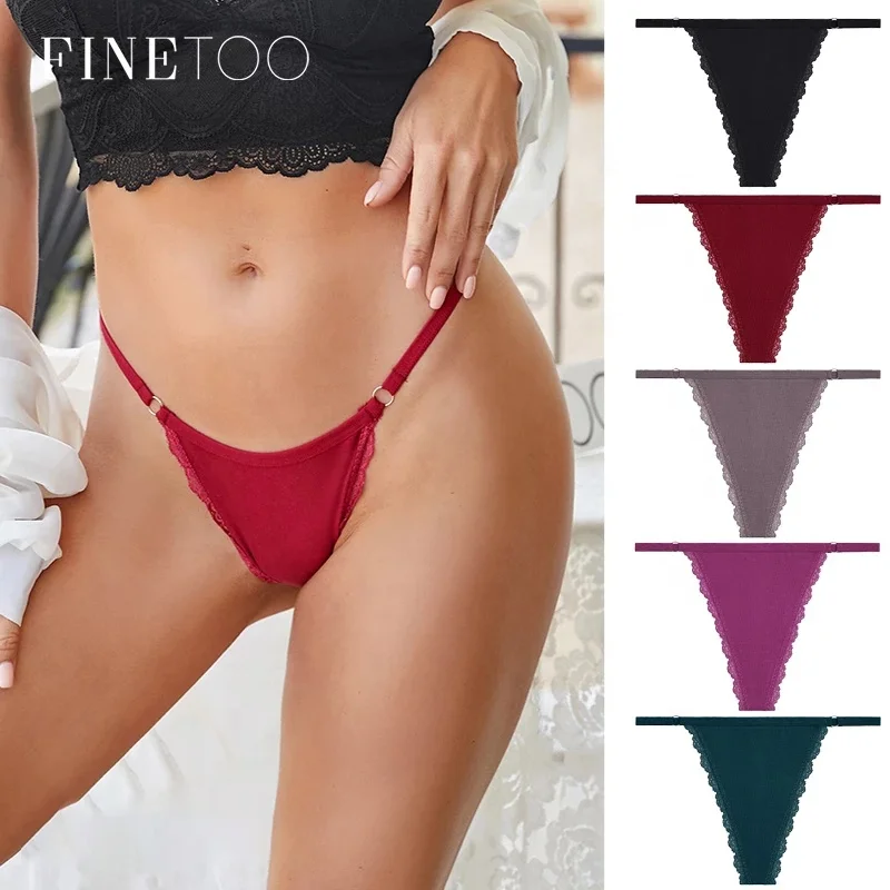 FINETOO Women's Cotton Thongs Lace Low