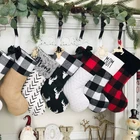 Wholesale Buffalo Plaid Farmhouse Stockings Black and White Check Stocking Christmas Home Decor