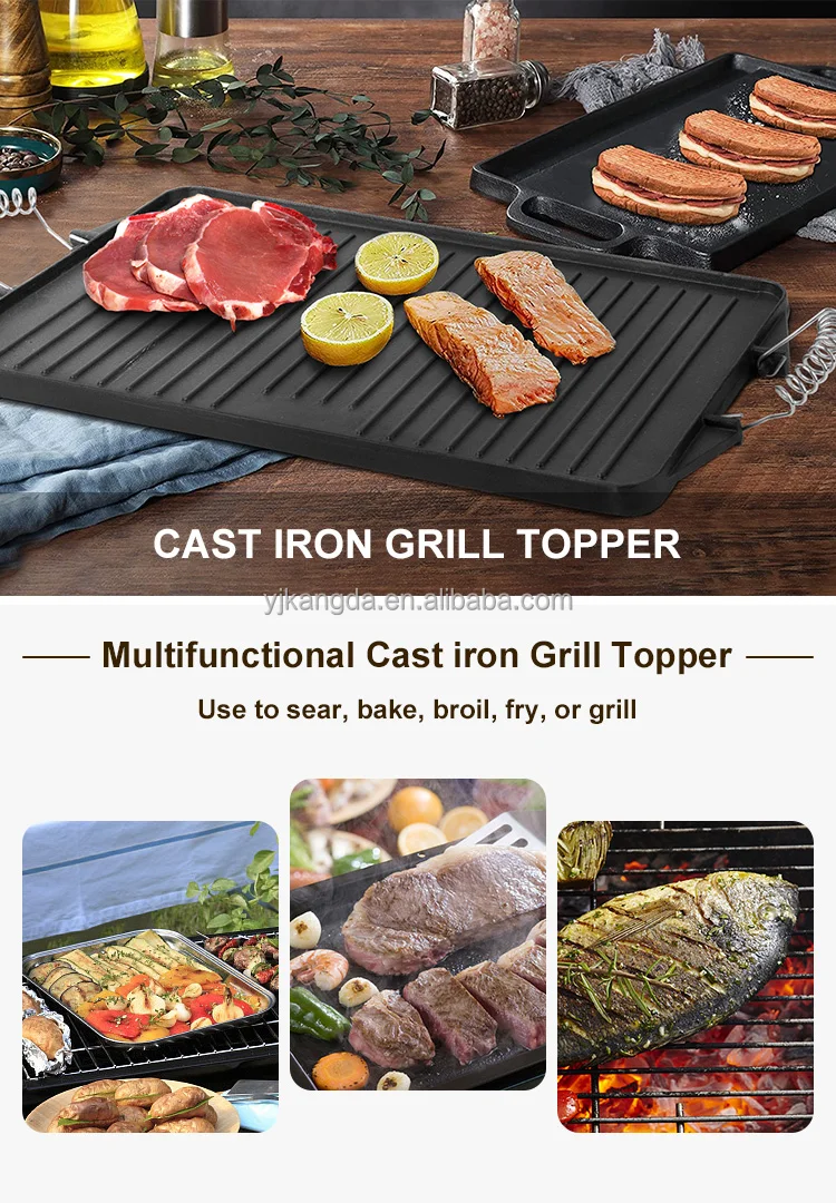 Custom Made Griddle Universal Grills Hot Plate Pan Cast Iron Rectangular Fry Griddle Bbq Grill