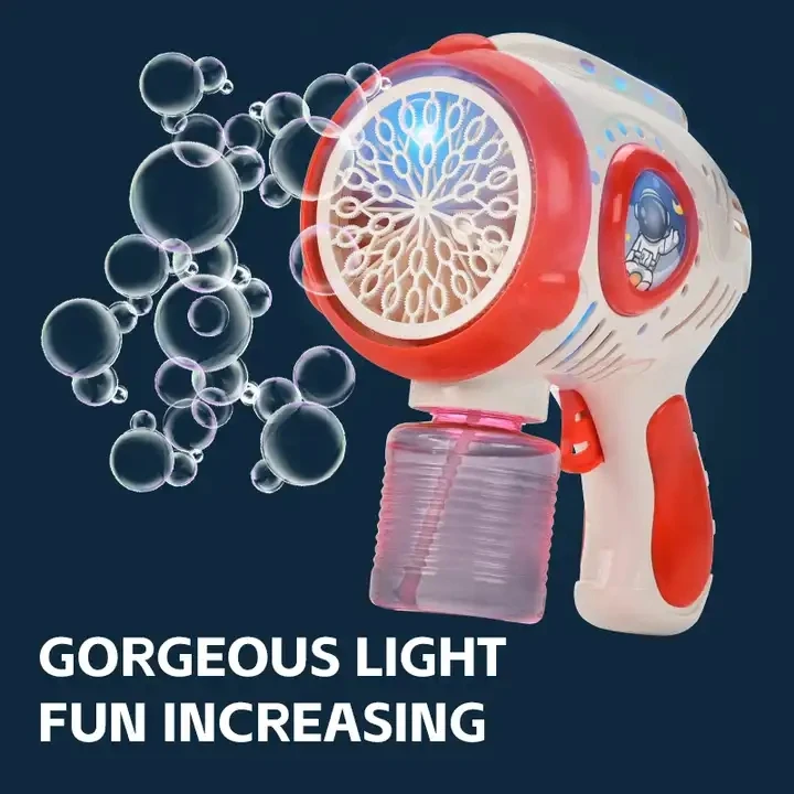 Jinying 30 Holes Bubble Blower with Light Bubble Machine Gun with Refill Solution Bubble Maker Toys for Kids