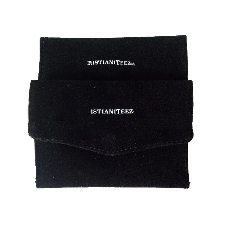 Custom Jewelry Pouch Jewelry Bags Gift Package Flip Cover with Logo Velvet Protection Hot Stamping Recyclable Jelly Accept AZO