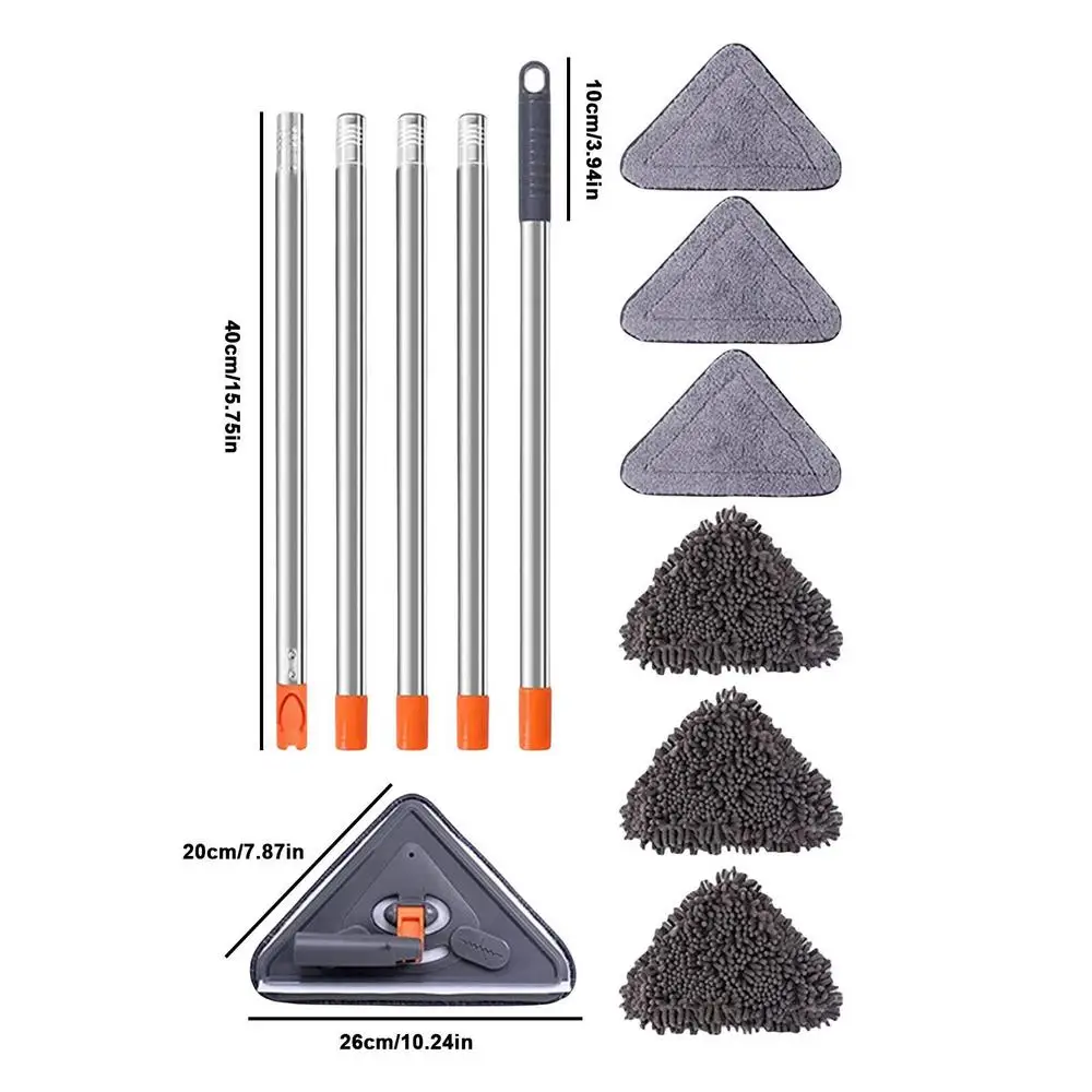 360 Degree Rotatable Triangle Deep Cleaning Mop Long Handle Window Cleaner Dry Wet Mop Dust Remover Wall Mop