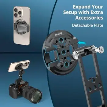 For SMALLRIG Adjustable Rotatable Phone Tripod Holder Adapter Magnetic Metal Cold Shoe Mount for iPhone Camera Monitoring detail image