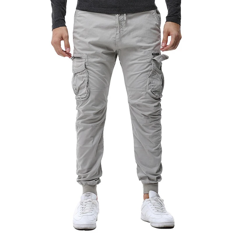 mens elastic waist cargo pants with drawstring