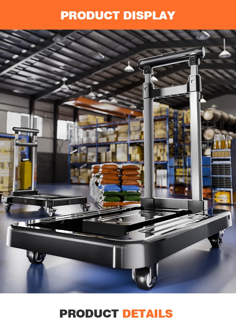 Wannuo Plastic Collapsible Platform Truck Moving Flatbed Cart Light and Easy To Carry Warehouse Trolley Cart Utility Cart manufacture