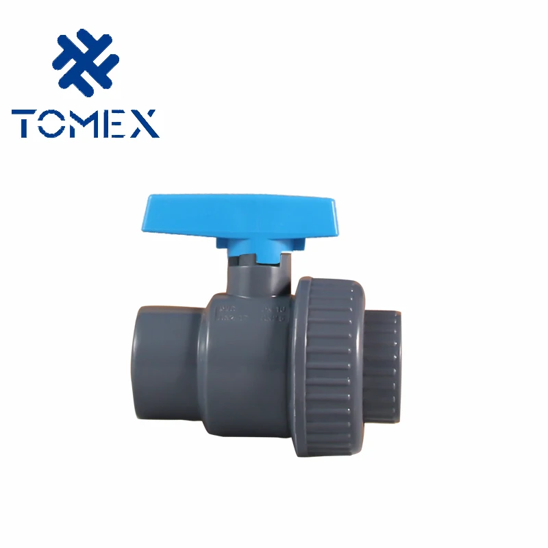 High quality ASTM/DIN/BS male/female two pieces single union PVC thread/sochet  ball valve with