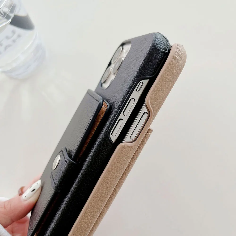 Leather Phone Case For Iphone 15 14 13 12 11 7 Xr Xs Max Pro Plus Pure Colour Card Holder Wallet Mobile Luxury Sjk468 Laudtec supplier