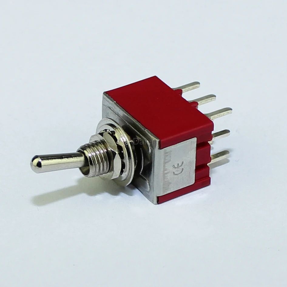 MTS-302-A2 Miniature Toggle Switch 3PDT 9 PIN on on Rocker Toggle Switch PCB Terminals 6A 125VAC 3A 250VAC for Car Boat Guitar