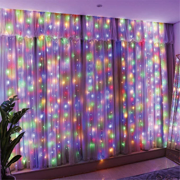 8 Functions USB Remote Control Timing LED Copper Wire Curtain String Christmas Room Decoration Garland Fairy Lights