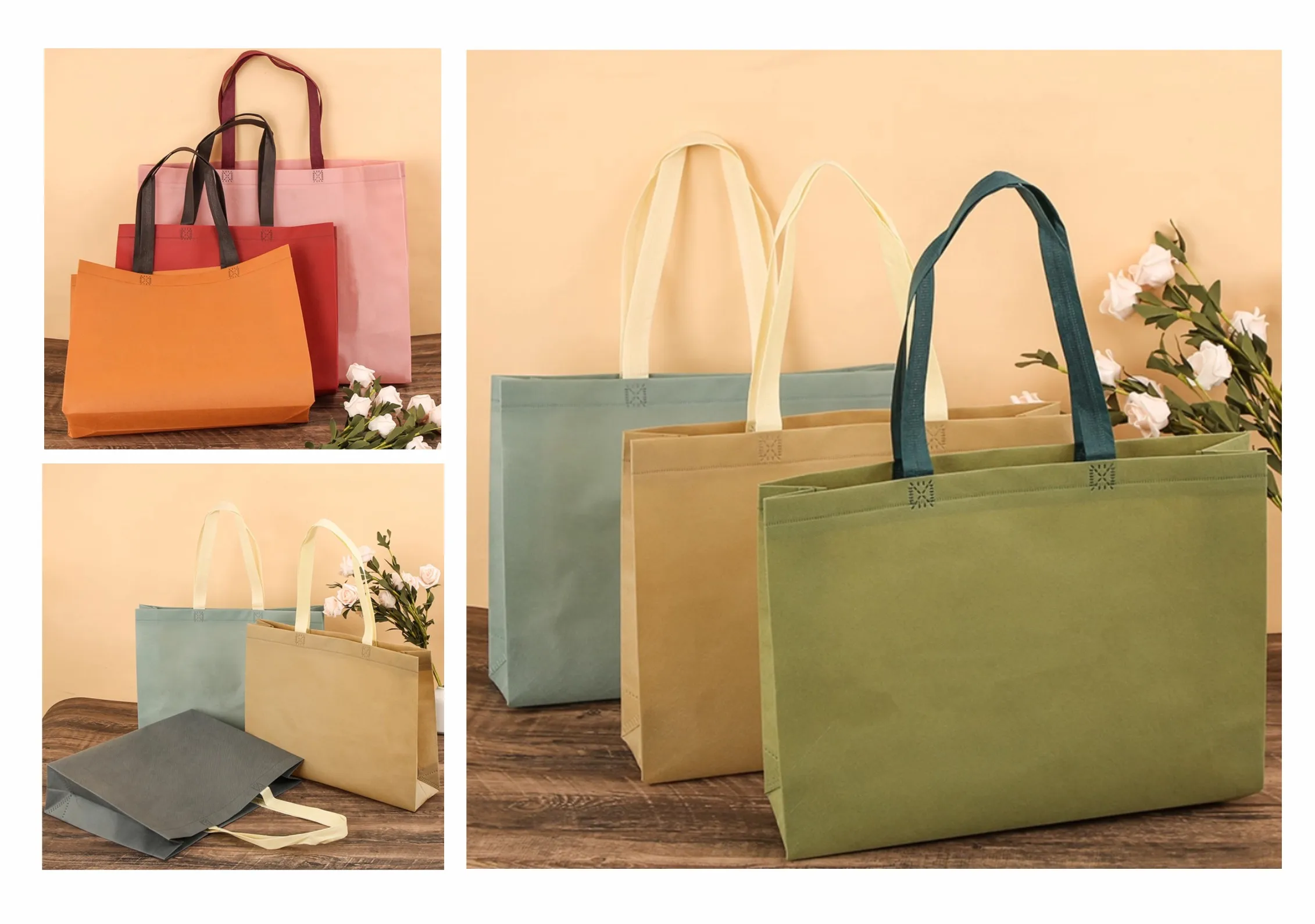 Laminated Nonwoven Bags Woven Rope Handles Customizable Supermarket ...