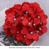 Cabeza de Flor de Hortensia de Lana Roja