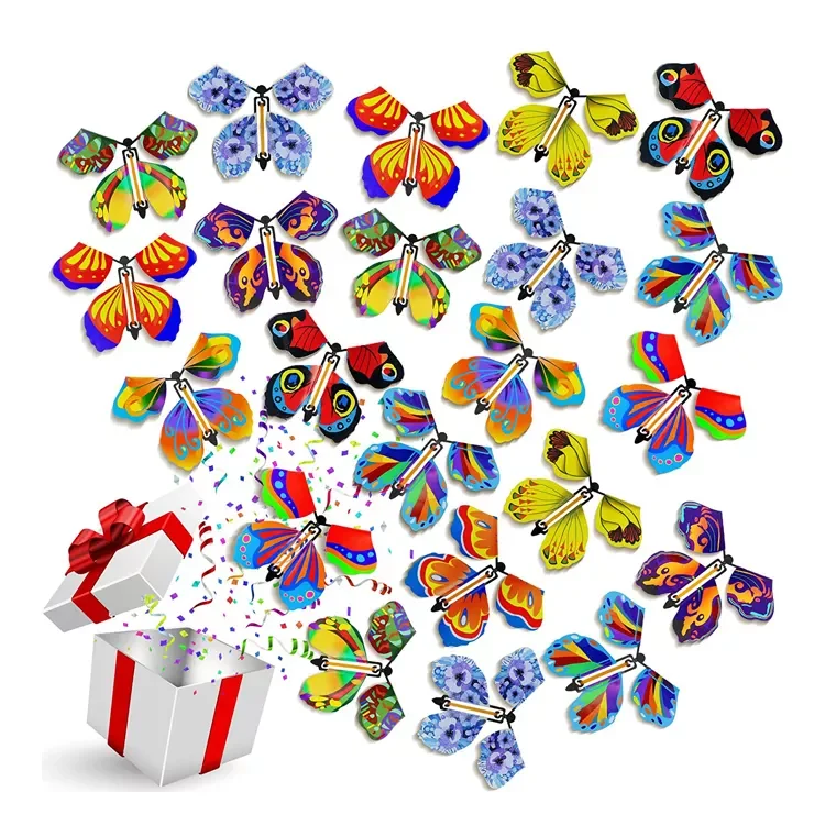 Оптовая продажа детская игрушка заводная Резиновая лента волшебная Летающая бабочка для подарка-сюрприза или