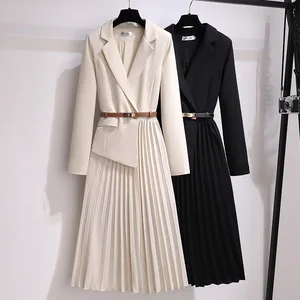 Bettergirl 2024 New Arrival Large Size French Casual Slimming Suit Dress With Camisole and Short Skirt With Belt Included Dress
