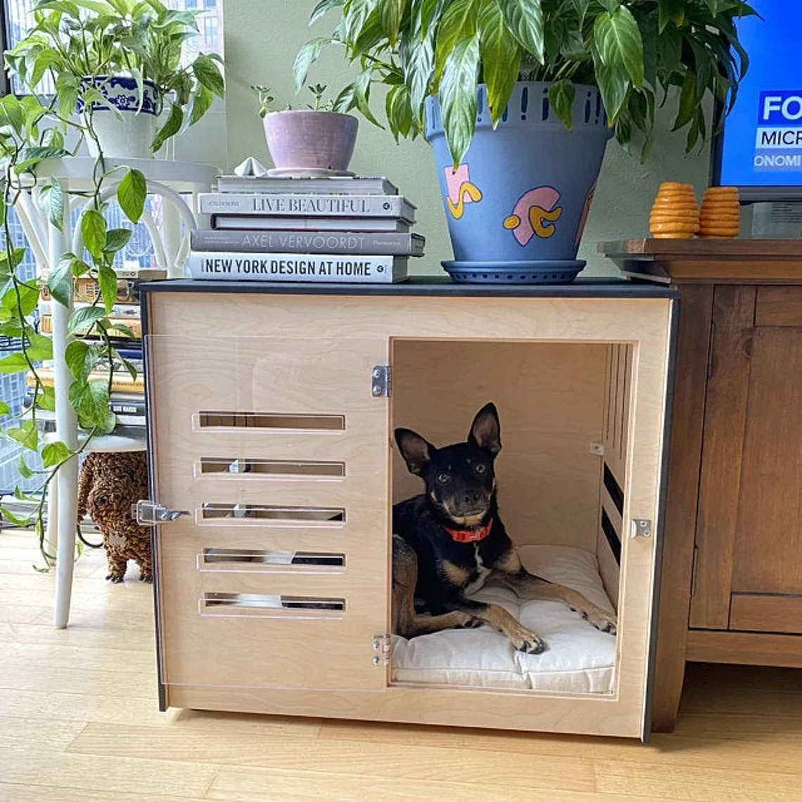 Modern Dog Crate With Acrylic Door With A Latch Dog Furniture Indoor