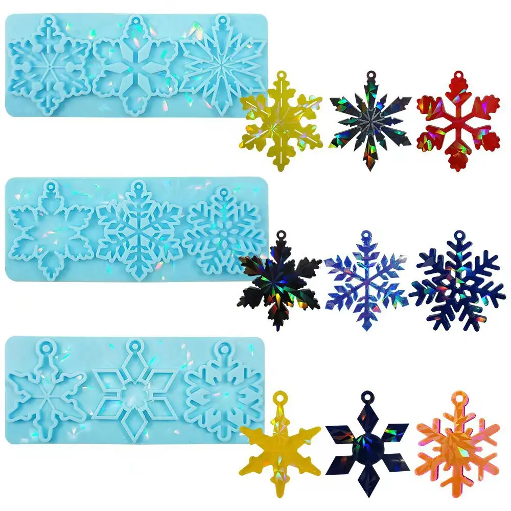 holographic resin christmas snowflake silicone mold