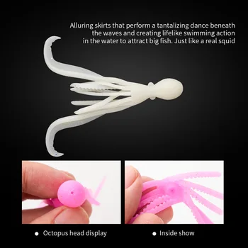 Cheery High Quality 4.9g Artificial Squid Jig 5 Colors Luminous 95mm Soft Fishing Lure TPR Material Squid Soft Lure for Shore Fi – Soft Lure – view 5