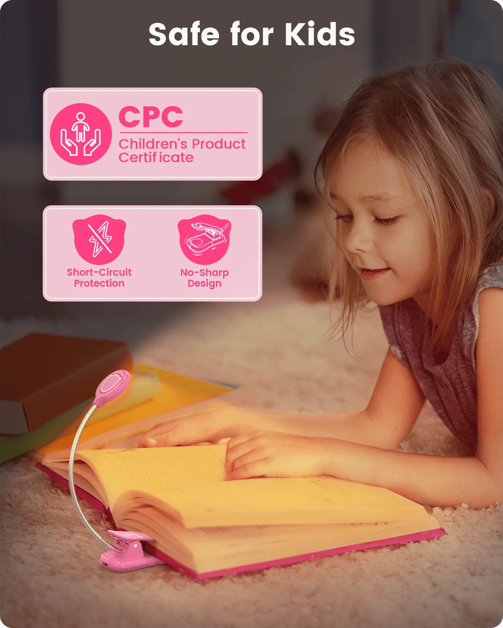 Glocusent Wireless Dimmable Folding Kids Book Lights Usb Led