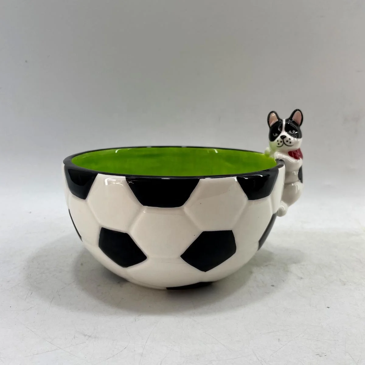 Hand Painted Ceramic Basketball Shaped Candy Bowl with Rabbit Handle