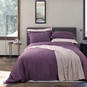 High Quality Luxury Bedding Sets Bamboo Bed Sheet Embroidery Bedsheet Plain Bed Sheets Pillow Cover Set