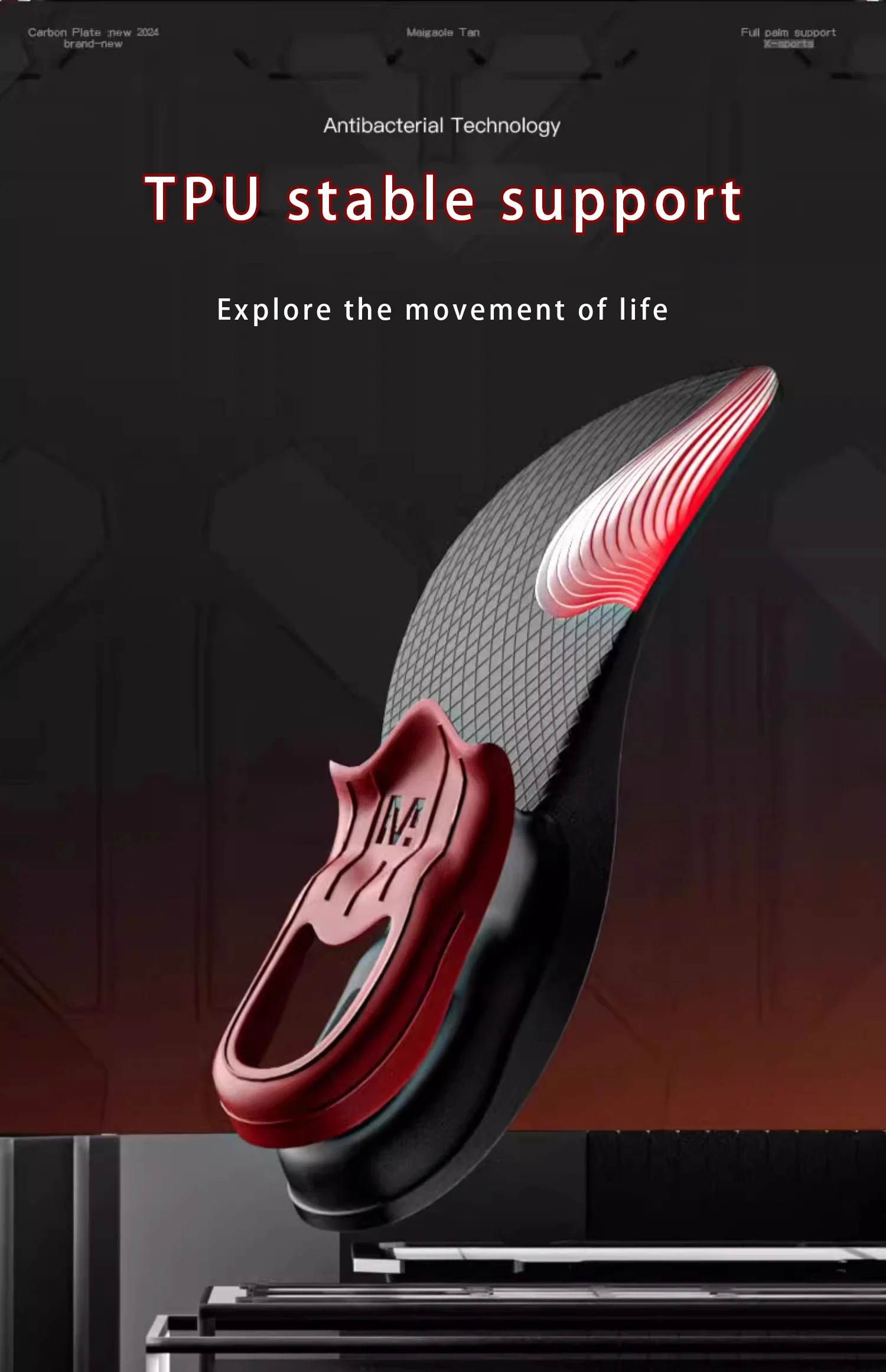 Professional Basketball Badminton Sports Insoles for Men Women Strong Arch Support Anti-Rollover Feature Shoe TPR EVA PU