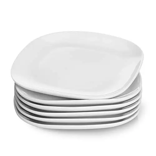 Porcelain Square Dessert Salad Plates Modern Restaurant Dinner White Porcelain Square Plates