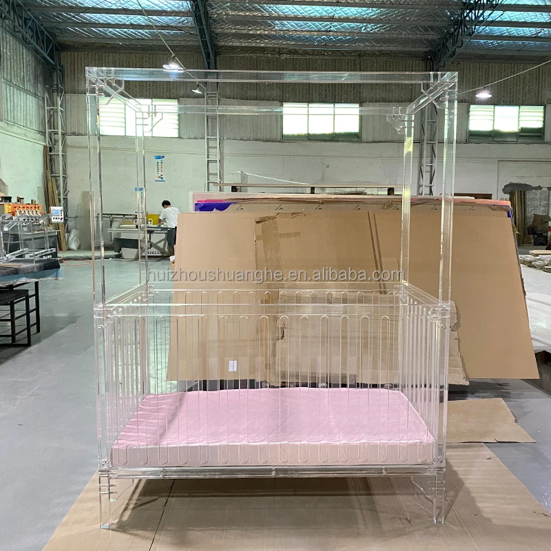 Queen Size Clear Acrylic Baby Bed Crib Cot Kids' Bed Rails for Nest Acrylic Chinese Design Style