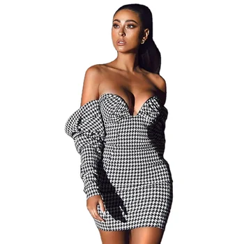 Off Shoulder Puff Sleeve Sexy Women Backless Mini Party Dress Womens Dresses
