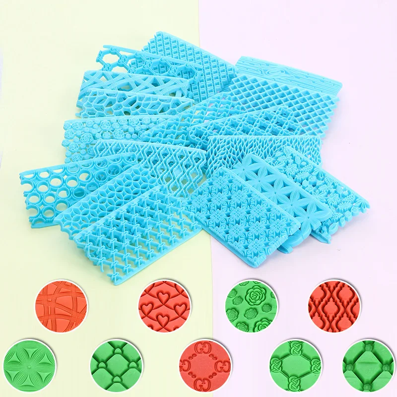 Fancy Designs Cookie Cutting Texture Silicone Model Pattern Fondant Cake Embossed Mold Cake Decorating Tool Stencils Cake