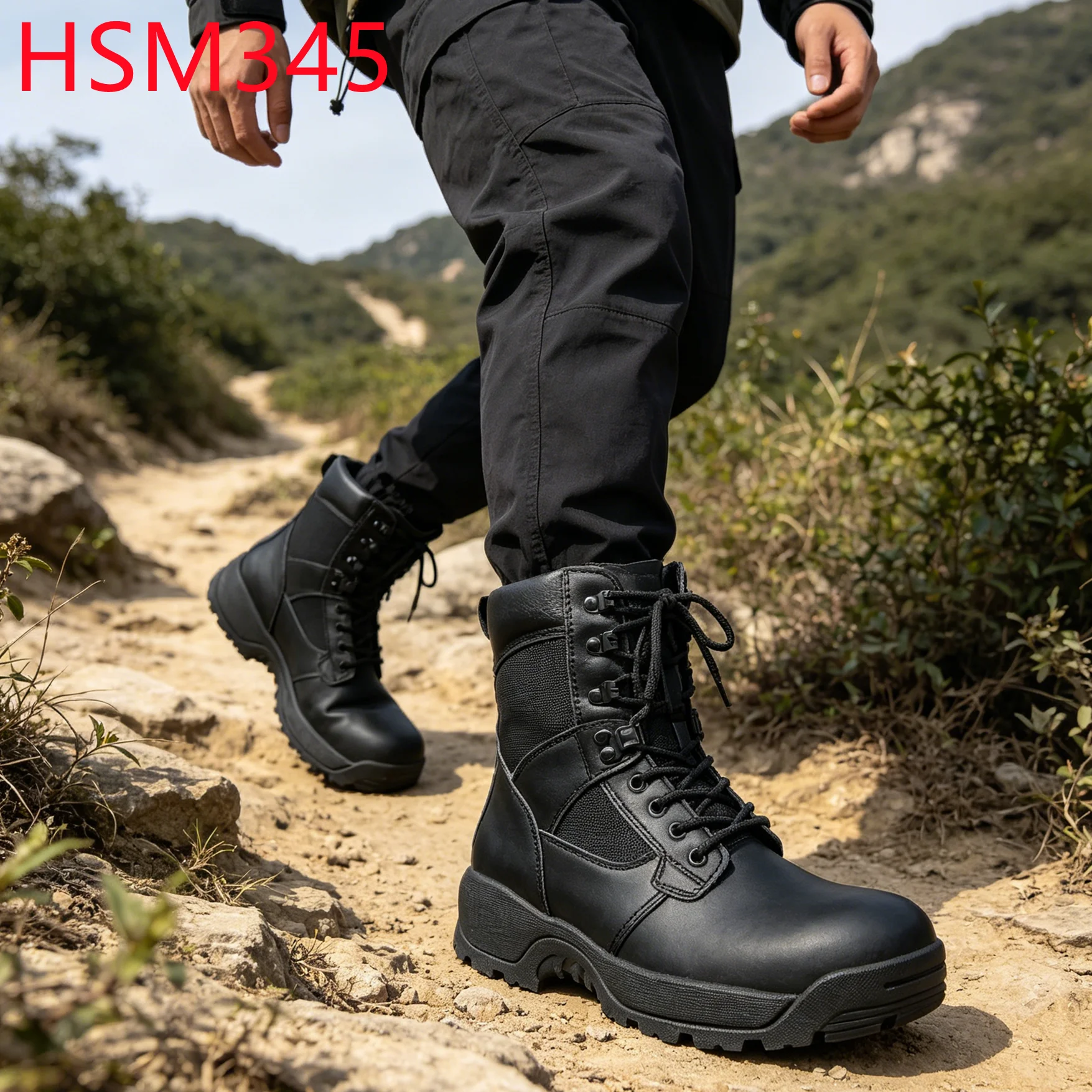 YYR, Bottes de marche populaires à Singapour dotées d’une protection composite au niveau de l’orteil, destinées au personnel de sécurité, bottes de patrouille avec semelle extérieure ultra-soulageant la pression, HSM345
