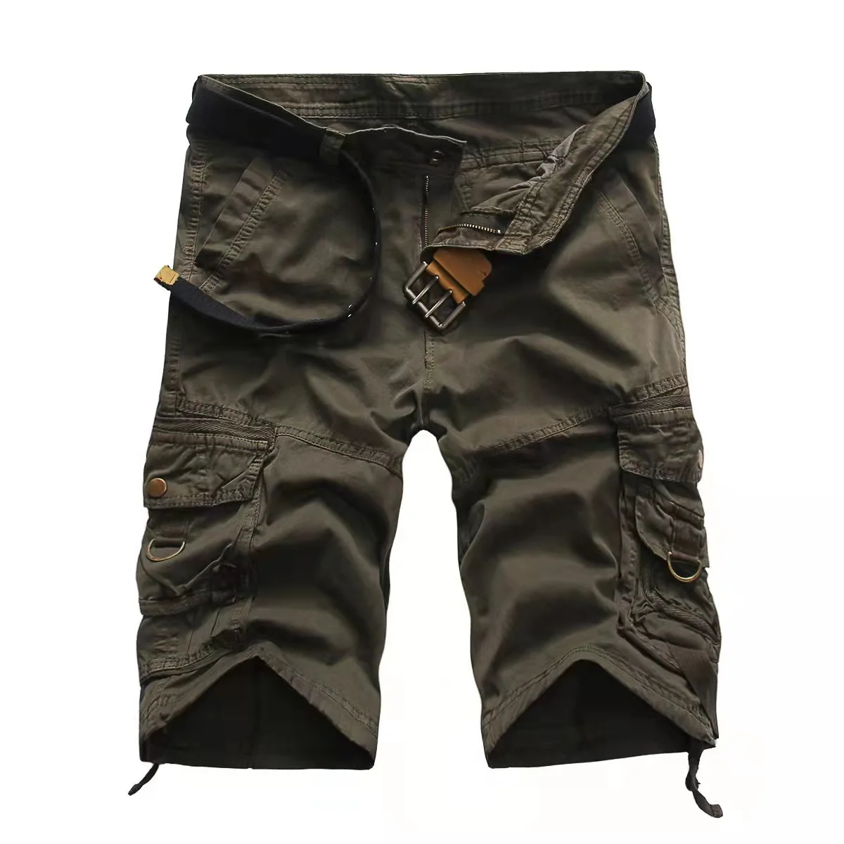 Sommar herrshorts med flera fickor, raka cargoshorts i bomull, för casual bruk, 814_voghion.com