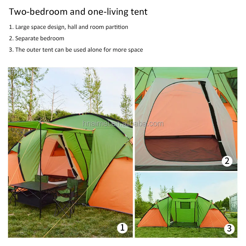 Custom Logo Large Double Layer Tents Waterproof 4 Person Outdoor Family