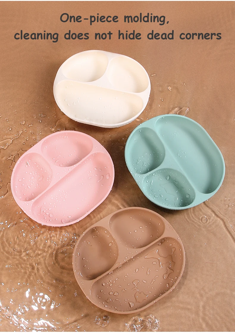 Divided Food Feeding Bowl Silicone Baby Dishes Kid Dinner Suction Baby