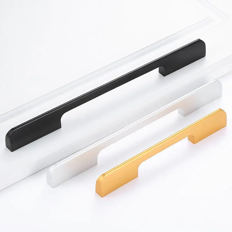 Aluminum Alloy Furniture Handles Cabinet Door Drawer Pull Handle Gold Black Wardrobe Cupboard Handles Kitchen