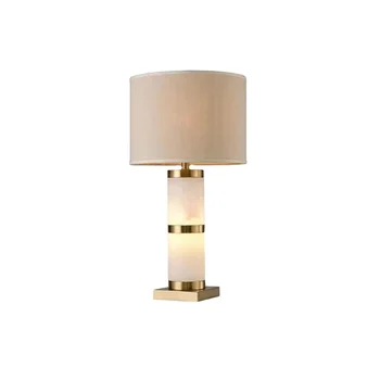 Modern Luxury Home Decor Bed Light Reading Lighting Warm Fabric Marble Gold Copper Transparent Table Lamp