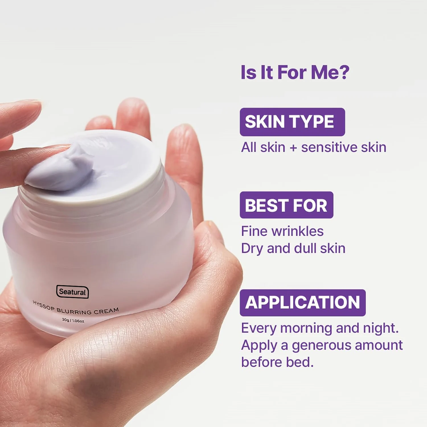 Private Label Hyssop Blurring Cream Collagen Face Moisturizer & Night Repair Cream for Anti-Aging, Nourishing Skin Barrier