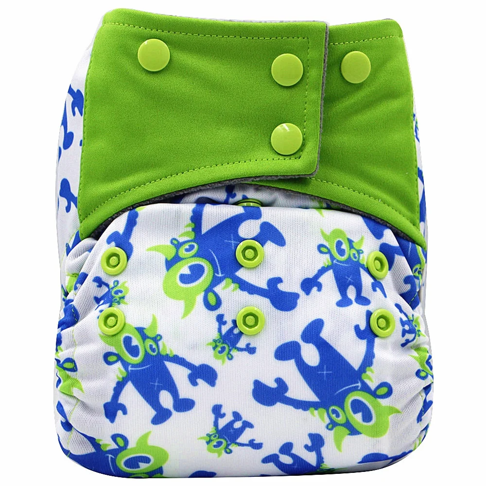 Стильный дизайн универсальные дышащие Экологичные многоразовые регулируемые детские тканевые подгузники aio с бамбуковым углем