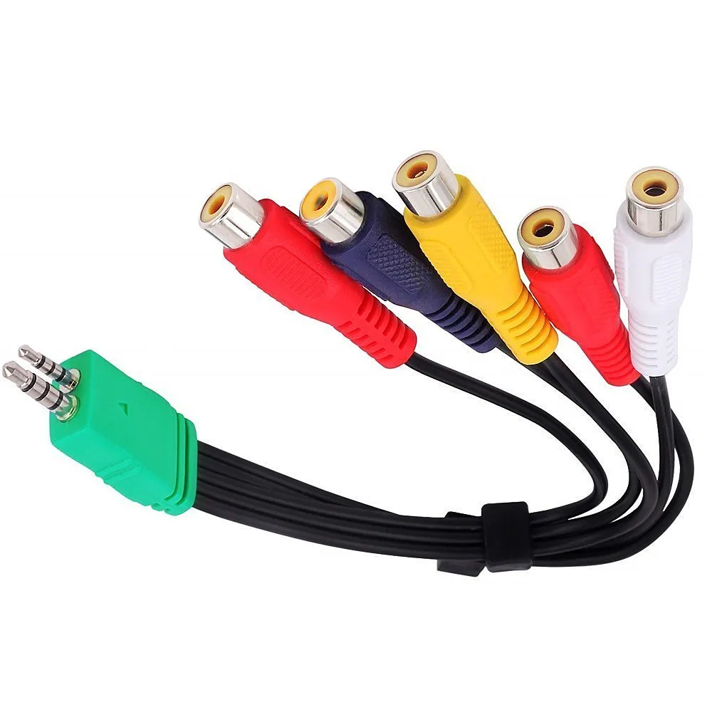 3.5mm + 2.5mm To 5rca Audio Video Av Component Adapter Cable For Led ...