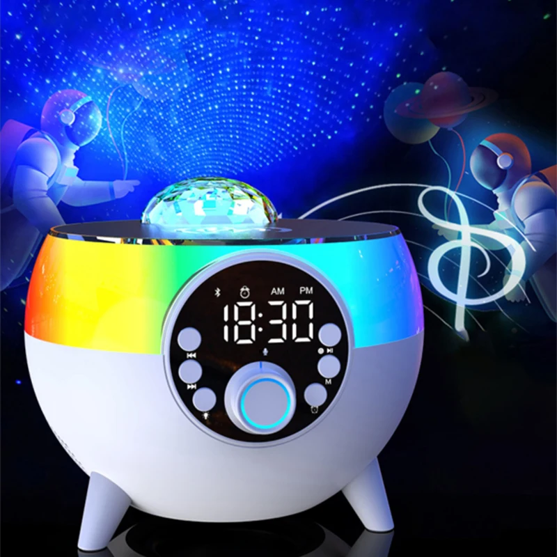 LED Music Lamp Disco Stage Light Alarm Clock Bluetooth Speaker RGB Atmosphere Night Light 15W Wireless Charge Wireless Speakers