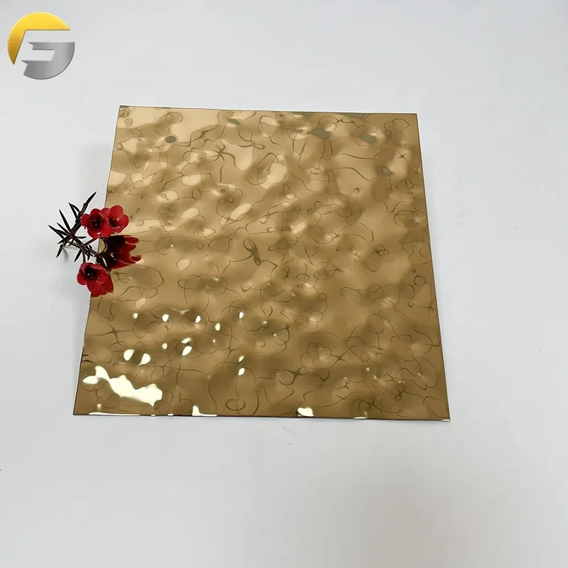 CL0053 304 Embossed Sheet for Ceiling and Wall Panel Stamped Golden Decorative Stainless Steel Brass Water Ripple Sheet