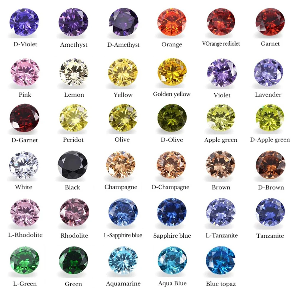 Wuzhou Gems Manufacturer Wholesale 48 Colors Chart 5A 3A AAA