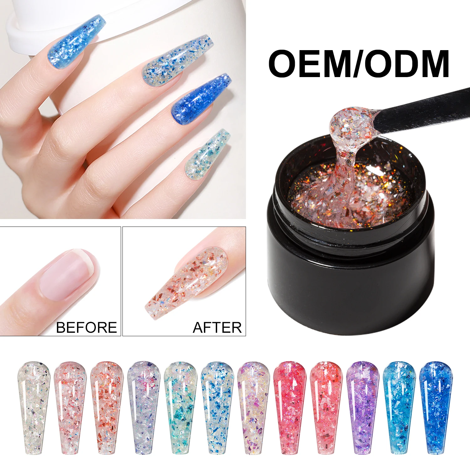 Caixuan 12 Цвет лак для ногтей 20g био-Гели Soak Off Гель Блестящий нейл-арта туманный свет строить