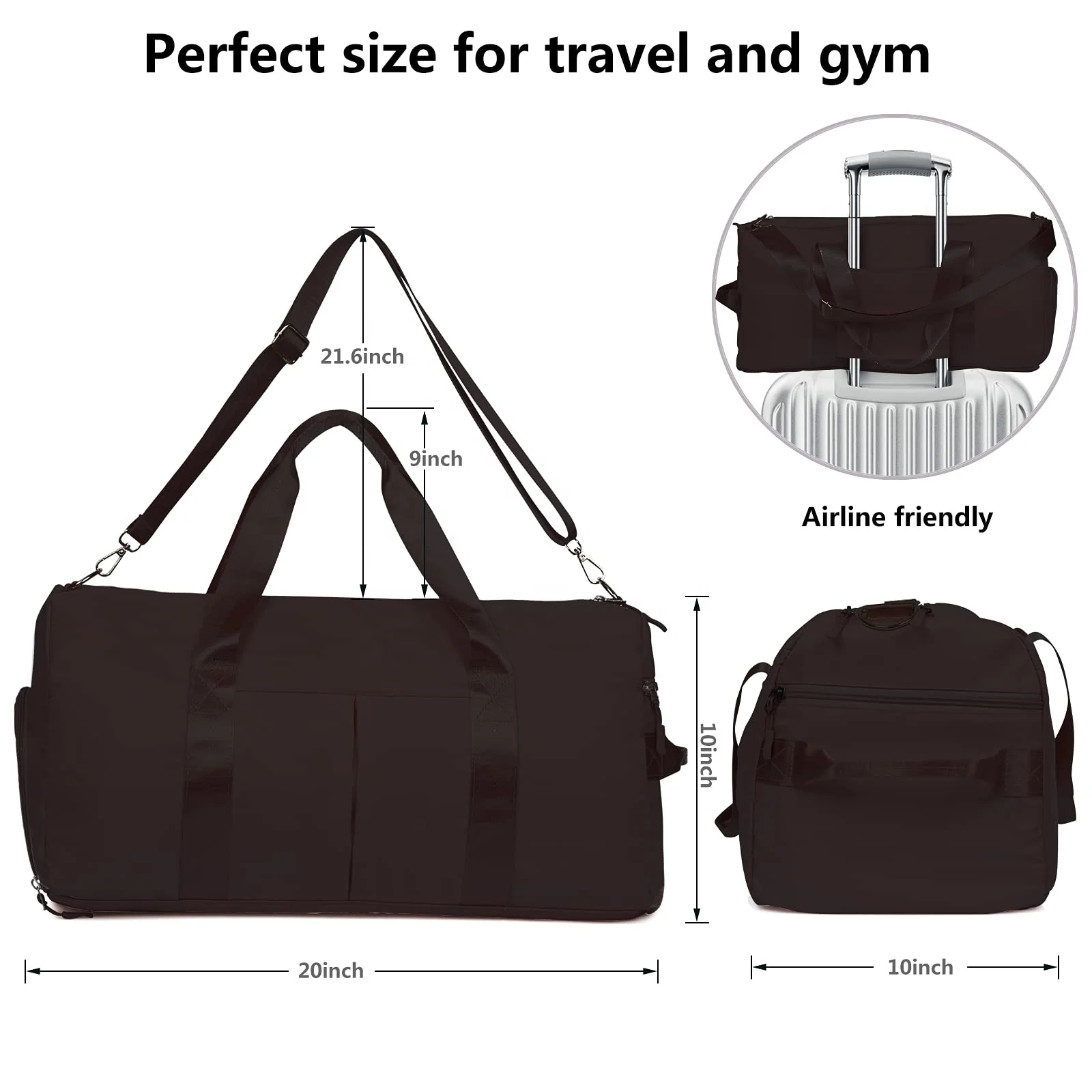Weekender Large Capacity Luggage Travel Bag Waterproof Sports Gym ...