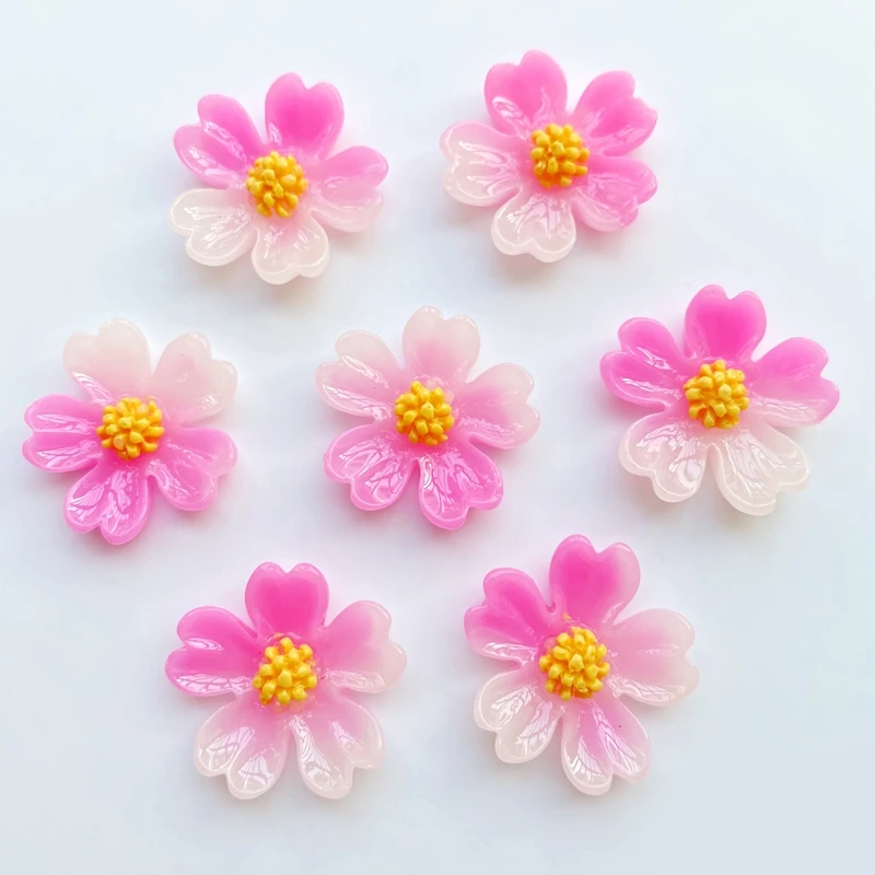 Gradient Colorful Flower Cherry Slime Filler Charms Simulation Cherry Blossom  Resin Beads Home Shoes DIY Ornament Accessory