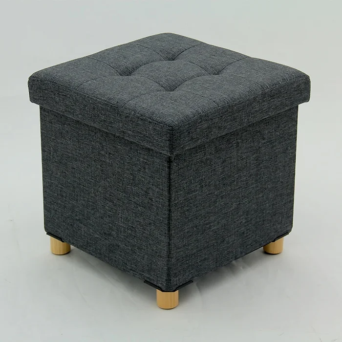 HStex Custom Stool Design Room Box Foldable Furniture Storage Home Stool and Chairs square Fabric Ottoman Seat