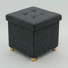 HStex Custom Stool Design Room Box Foldable Furniture Storage Home Stool and Chairs square Fabric Ottoman Seat
