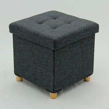 HStex Custom Stool Design Room Box Foldable Furniture Storage Home Stool and Chairs square Fabric Ottoman Seat