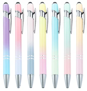 New Multifunctional Touch Screen Stylus Metal Body Promotional Ballpoint Pen with Custom Logo Printing 1.0mm Tip