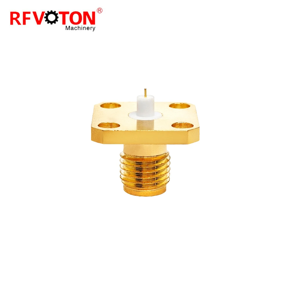 Offre d'usine : connecteur coaxial RF SMA femelle (jack), version hembra, bride à 4 trous pour montage sur panneau, convertisseur en cuivre doré, prix bas