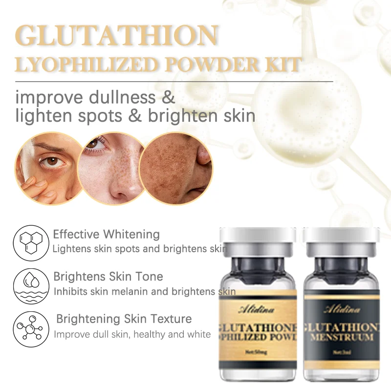 T Private Logo Glutathione Niacinamide Whitening Lyophilized Powder  Brightening and Balancing Skin Tone Glutathione Serum