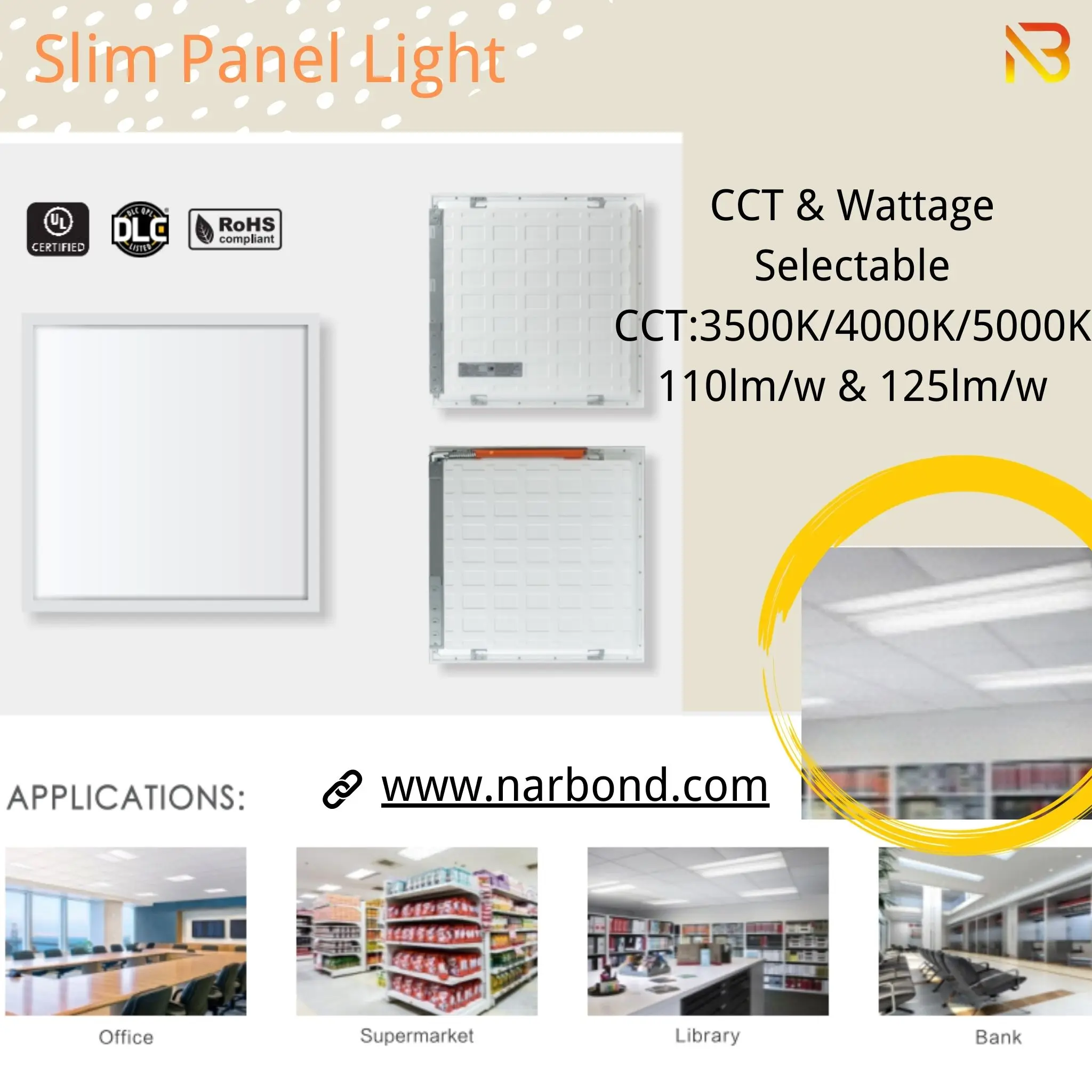 3cct And Wattage Led Panel Light Recessed Panel Light For Supermarket ...